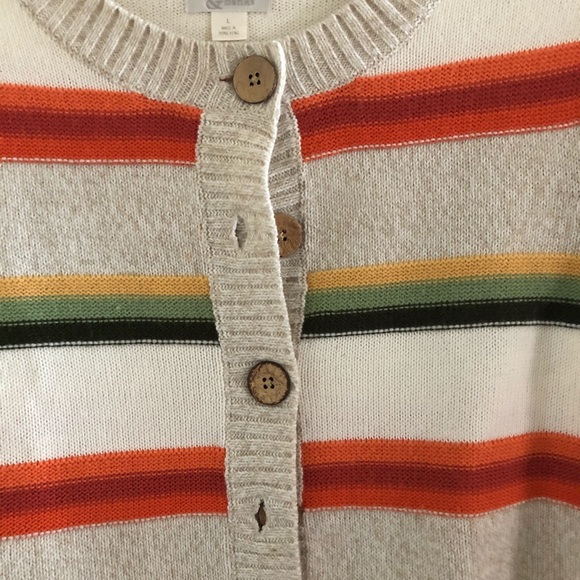 C&B Striped Cream/Bright Colors Cardigan -Sz. Lg. - Picture 2 of 6